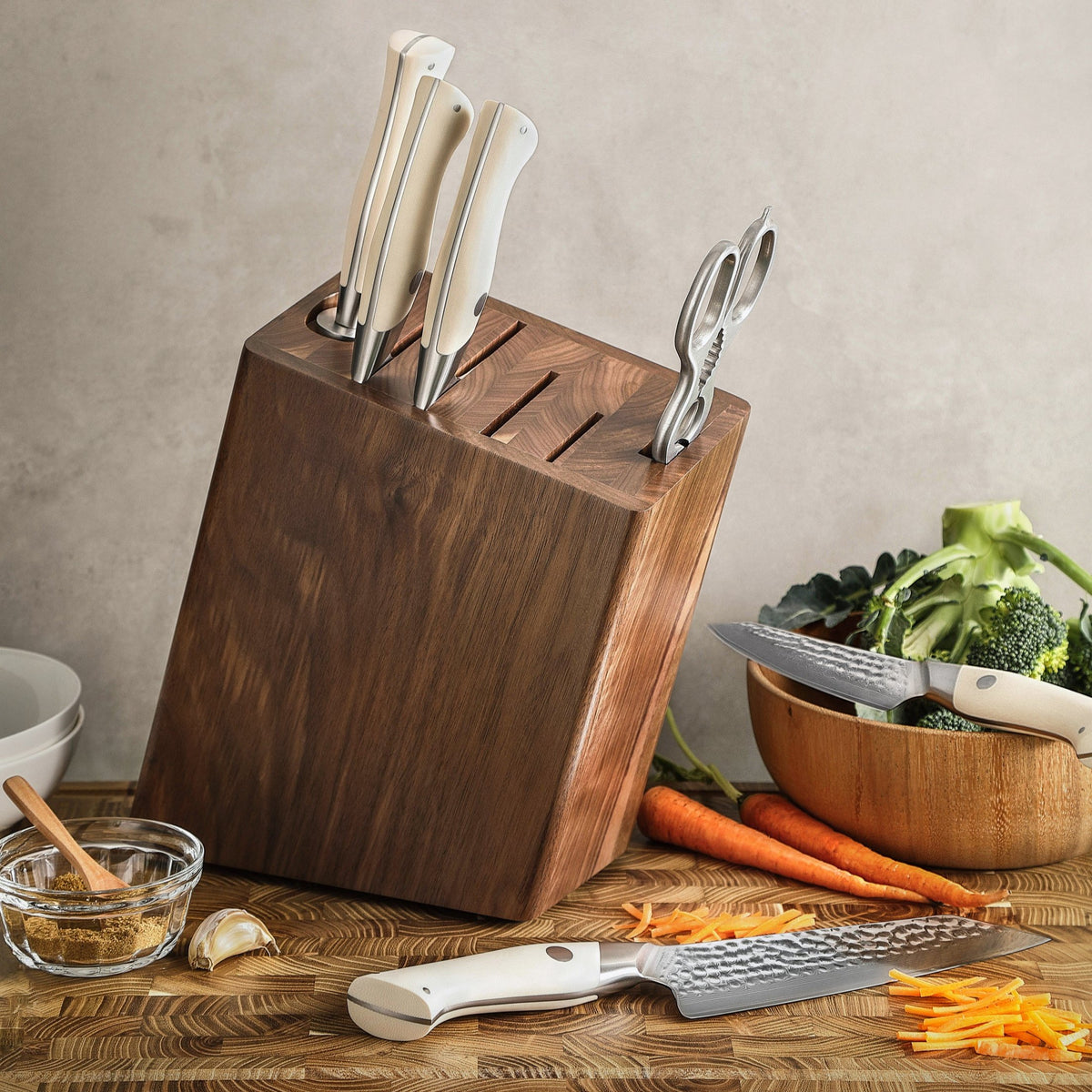 Seido 4 Knife Holder – 4-Slot Wooden Block by Kansai Knives